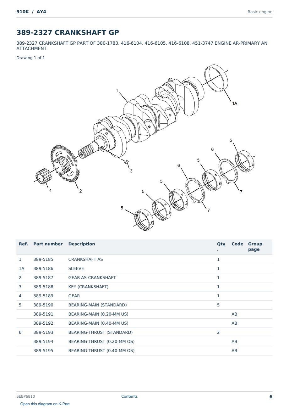 Caterpillar 910K S/N AY4 Partsbook SEBP6810 (English) - sample page 6 of 10 Caterpillar 910K S/N AY4 Partsbook SEBP6810 (English) - sample page 6 of 10
