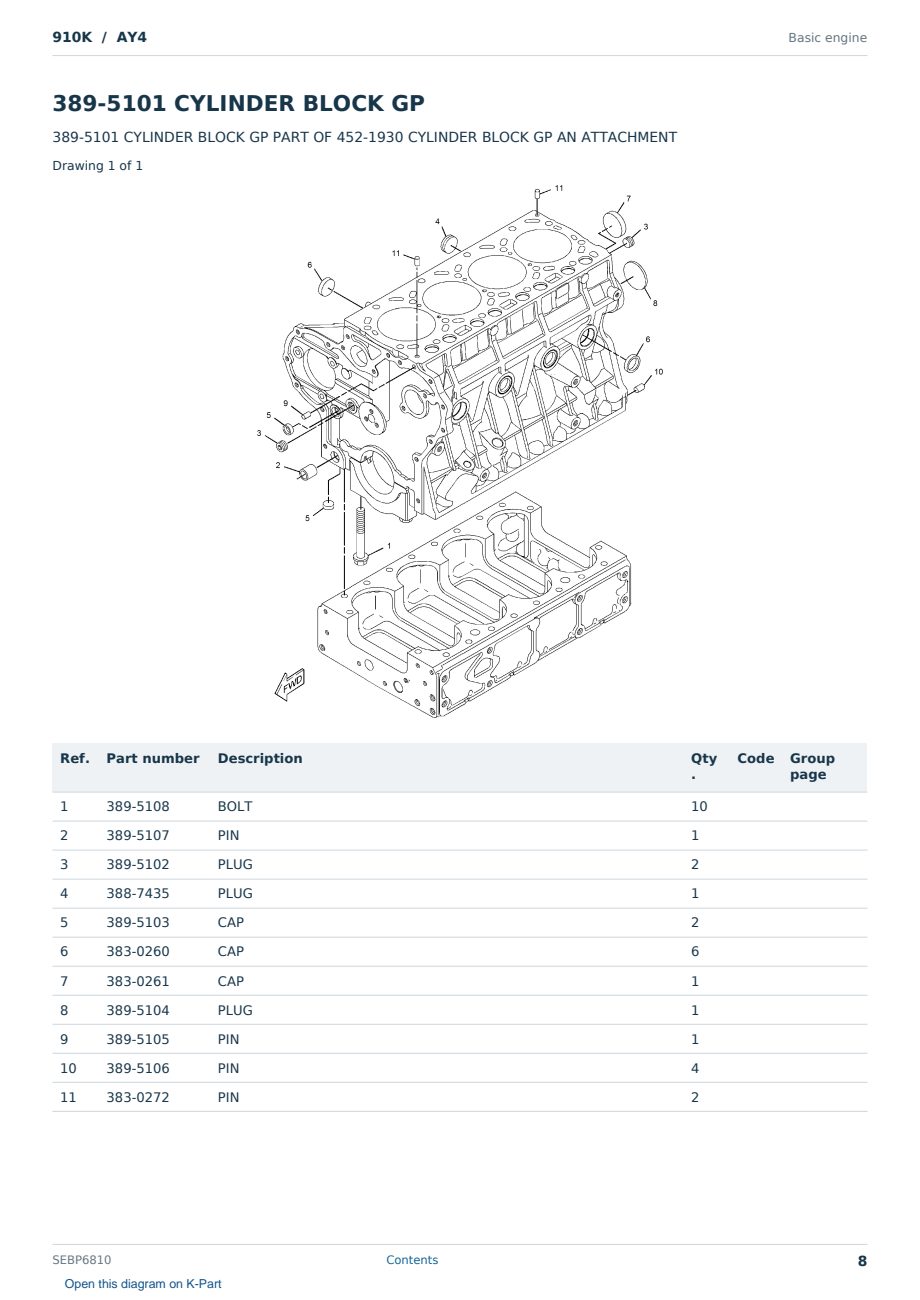 Caterpillar 910K S/N AY4 Partsbook SEBP6810 (English) - sample page 8 of 10 Caterpillar 910K S/N AY4 Partsbook SEBP6810 (English) - sample page 8 of 10