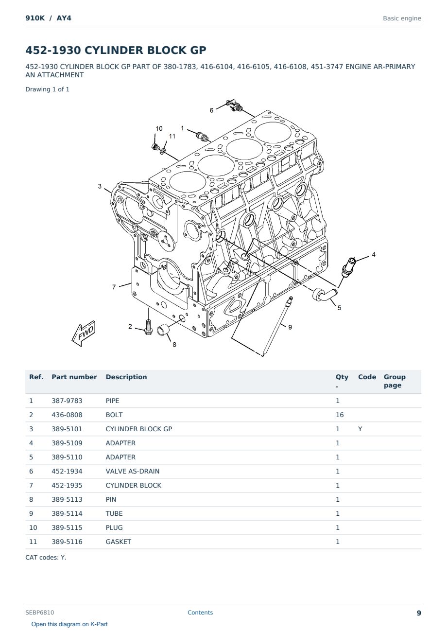 Caterpillar 910K S/N AY4 Partsbook SEBP6810 (English) - sample page 9 of 10 Caterpillar 910K S/N AY4 Partsbook SEBP6810 (English) - sample page 9 of 10