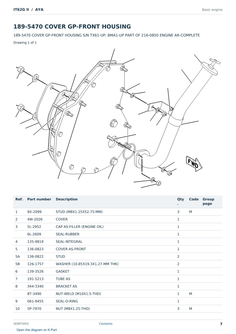 Caterpillar IT62G II S/N AYA Partsbook SEBP3493 (English) - sample page 7 of 10 Caterpillar IT62G II S/N AYA Partsbook SEBP3493 (English) - sample page 7 of 10