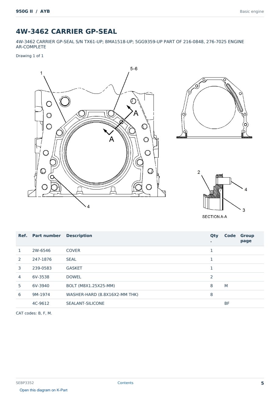 Caterpillar 950G II S/N AYB Partsbook SEBP3352 (English) - sample page 5 of 10 Caterpillar 950G II S/N AYB Partsbook SEBP3352 (English) - sample page 5 of 10