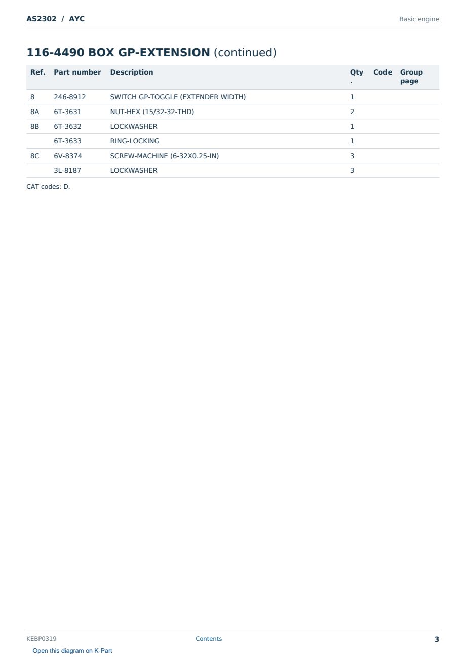 Caterpillar AS2302 S/N AYC Partsbook KEBP0319 (English) - sample page 3 of 10 Caterpillar AS2302 S/N AYC Partsbook KEBP0319 (English) - sample page 3 of 10
