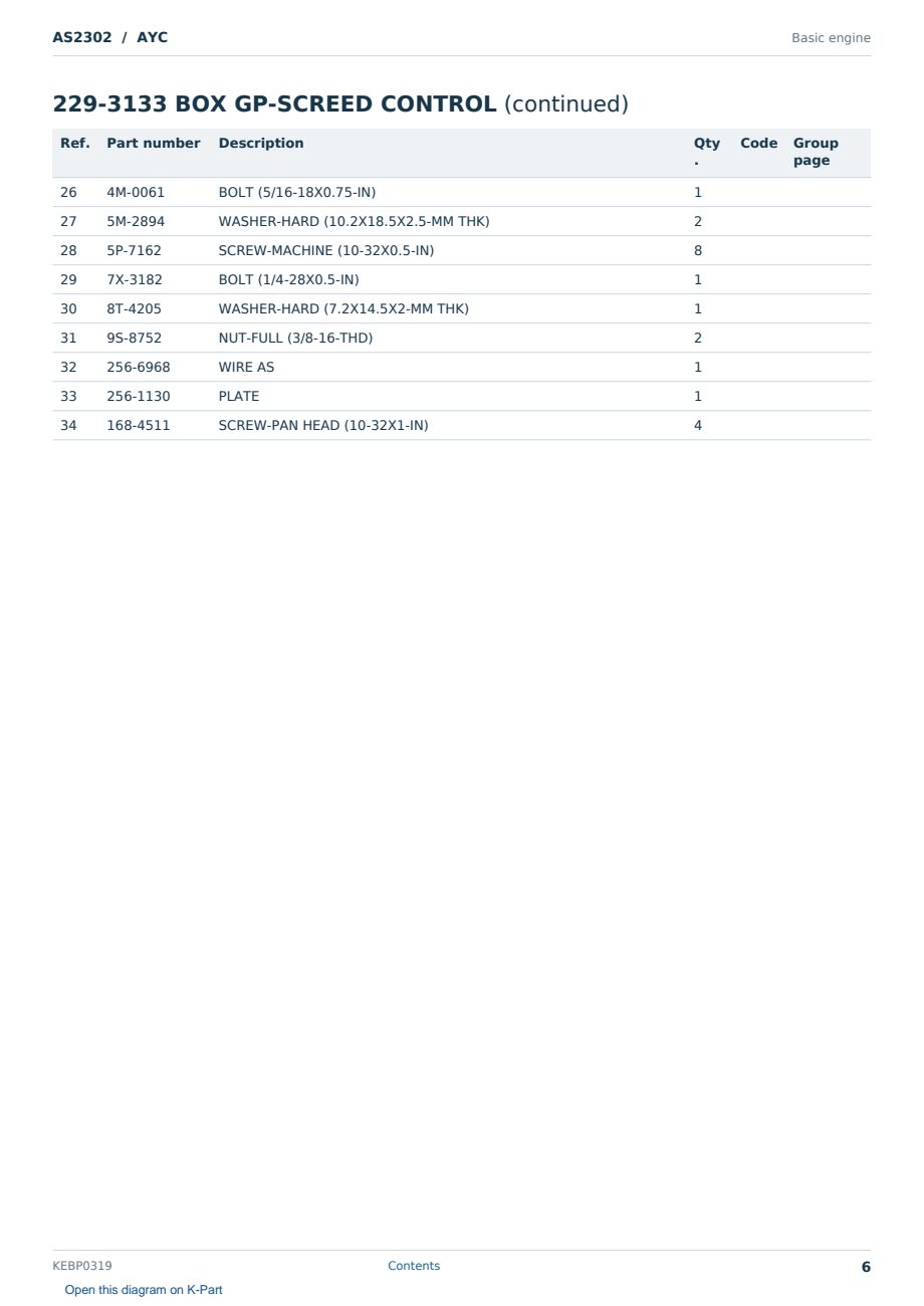 Caterpillar AS2302 S/N AYC Partsbook KEBP0319 (English) - sample page 6 of 10 Caterpillar AS2302 S/N AYC Partsbook KEBP0319 (English) - sample page 6 of 10