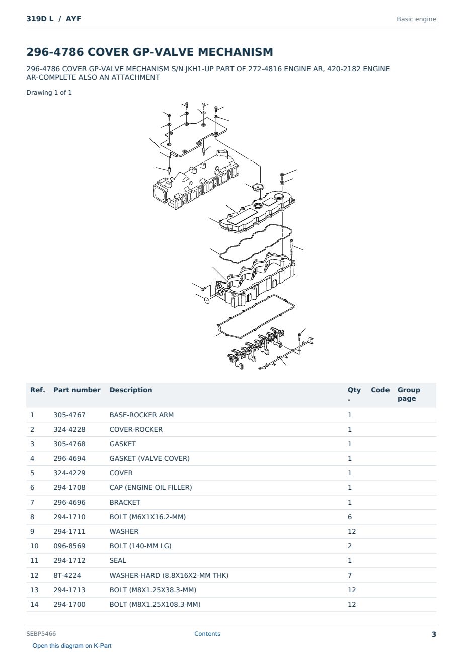 Caterpillar 319D L S/N AYF Partsbook SEBP5466 (English) - sample page 3 of 10 Caterpillar 319D L S/N AYF Partsbook SEBP5466 (English) - sample page 3 of 10
