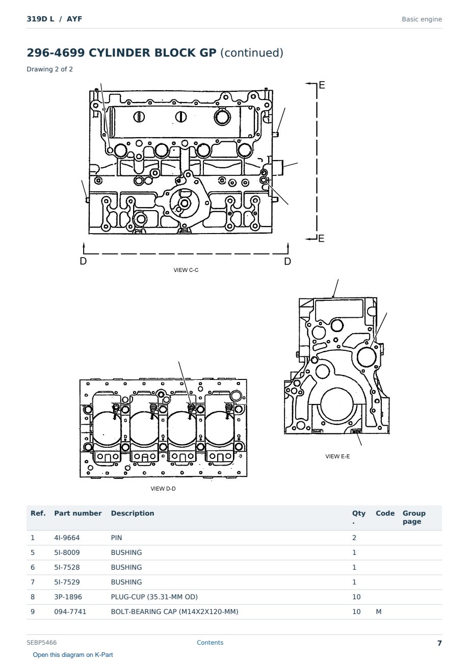Caterpillar 319D L S/N AYF Partsbook SEBP5466 (English) - sample page 7 of 10 Caterpillar 319D L S/N AYF Partsbook SEBP5466 (English) - sample page 7 of 10