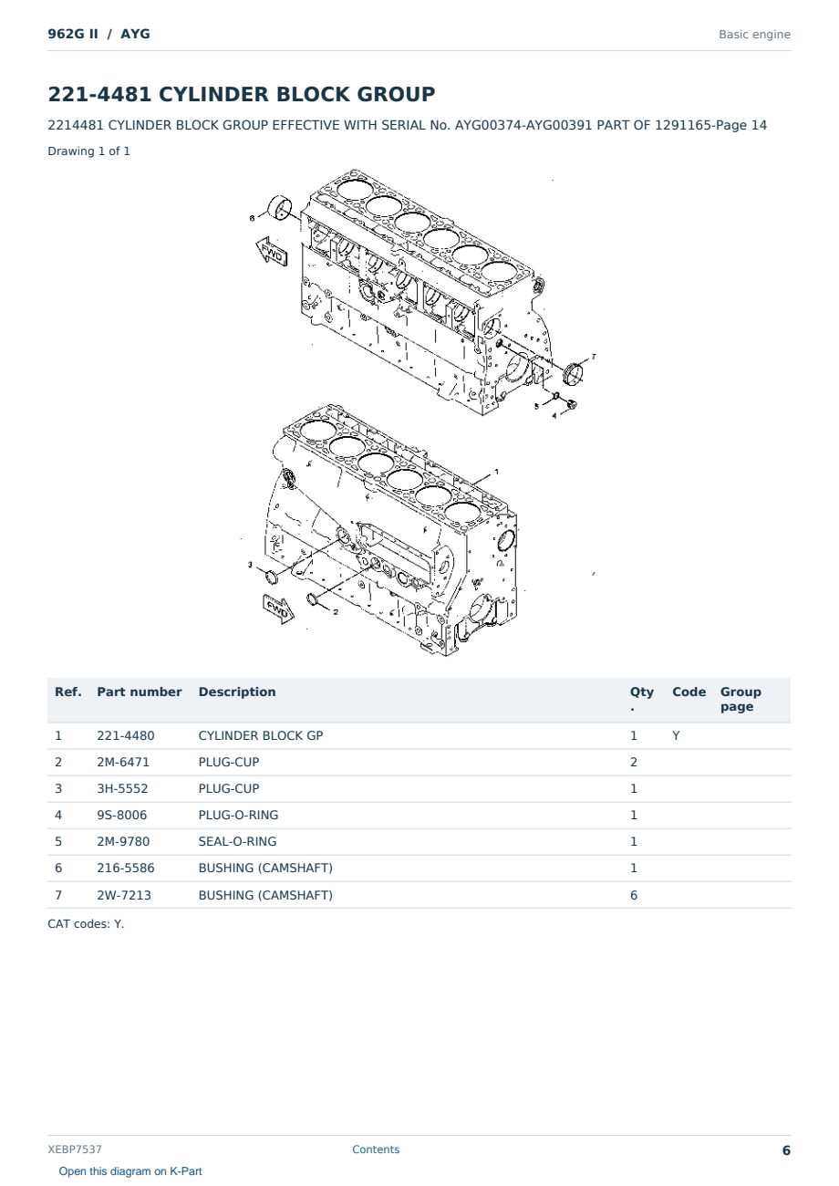 Caterpillar 962G II S/N AYG Partsbook XEBP7537 (English) - sample page 6 of 10 Caterpillar 962G II S/N AYG Partsbook XEBP7537 (English) - sample page 6 of 10