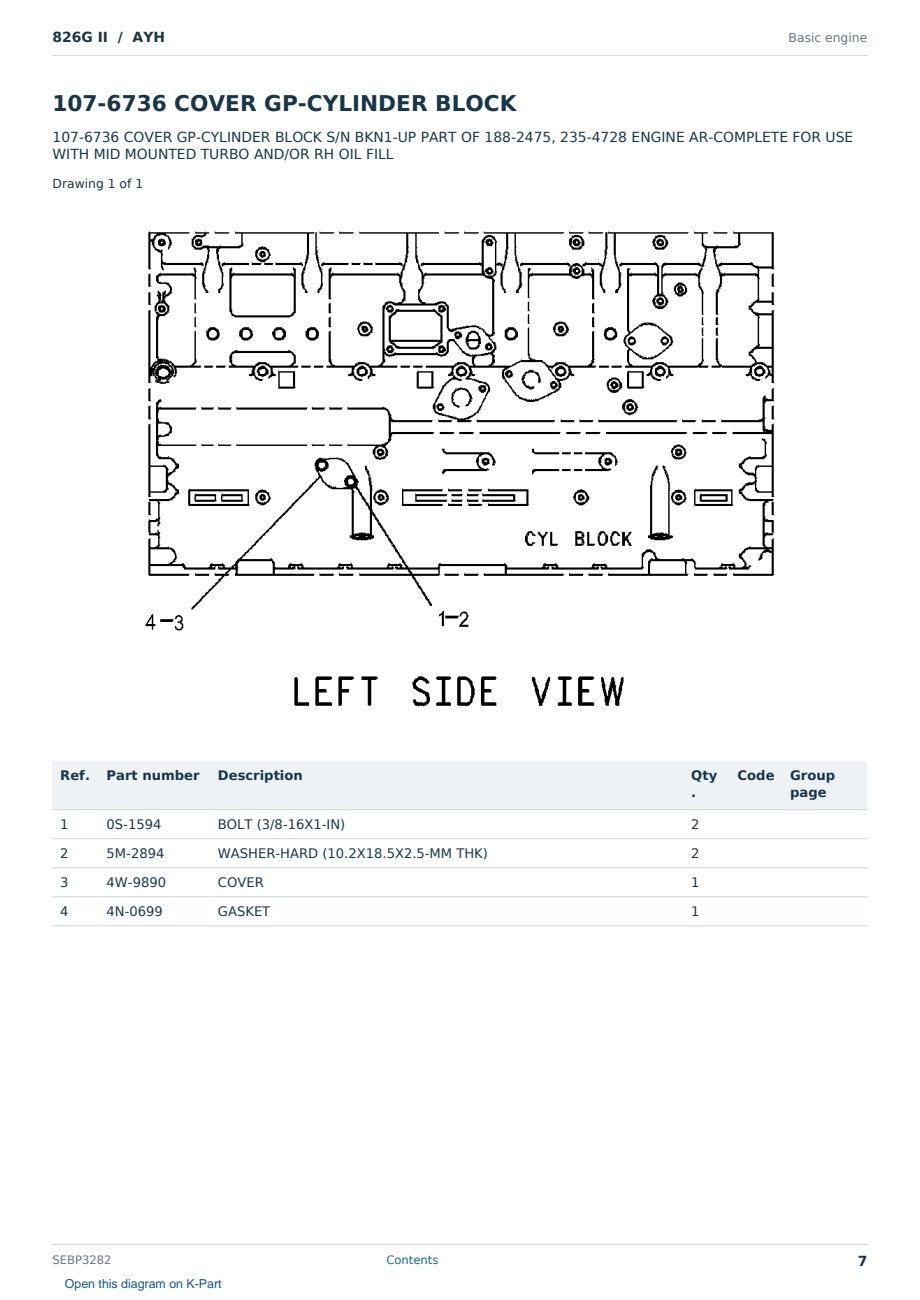 Caterpillar 826G II S/N AYH Partsbook SEBP3282 (English) - sample page 7 of 10 Caterpillar 826G II S/N AYH Partsbook SEBP3282 (English) - sample page 7 of 10