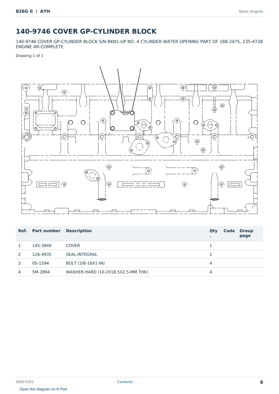 Caterpillar 826G II S/N AYH Partsbook SEBP3282 (English) - sample page 8 of 10 Caterpillar 826G II S/N AYH Partsbook SEBP3282 (English) - sample page 8 of 10