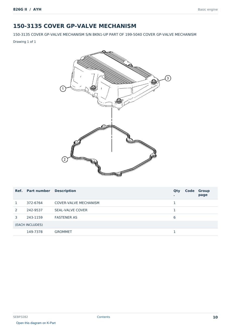 Caterpillar 826G II S/N AYH Partsbook SEBP3282 (English) - sample page 10 of 10 Caterpillar 826G II S/N AYH Partsbook SEBP3282 (English) - sample page 10 of 10