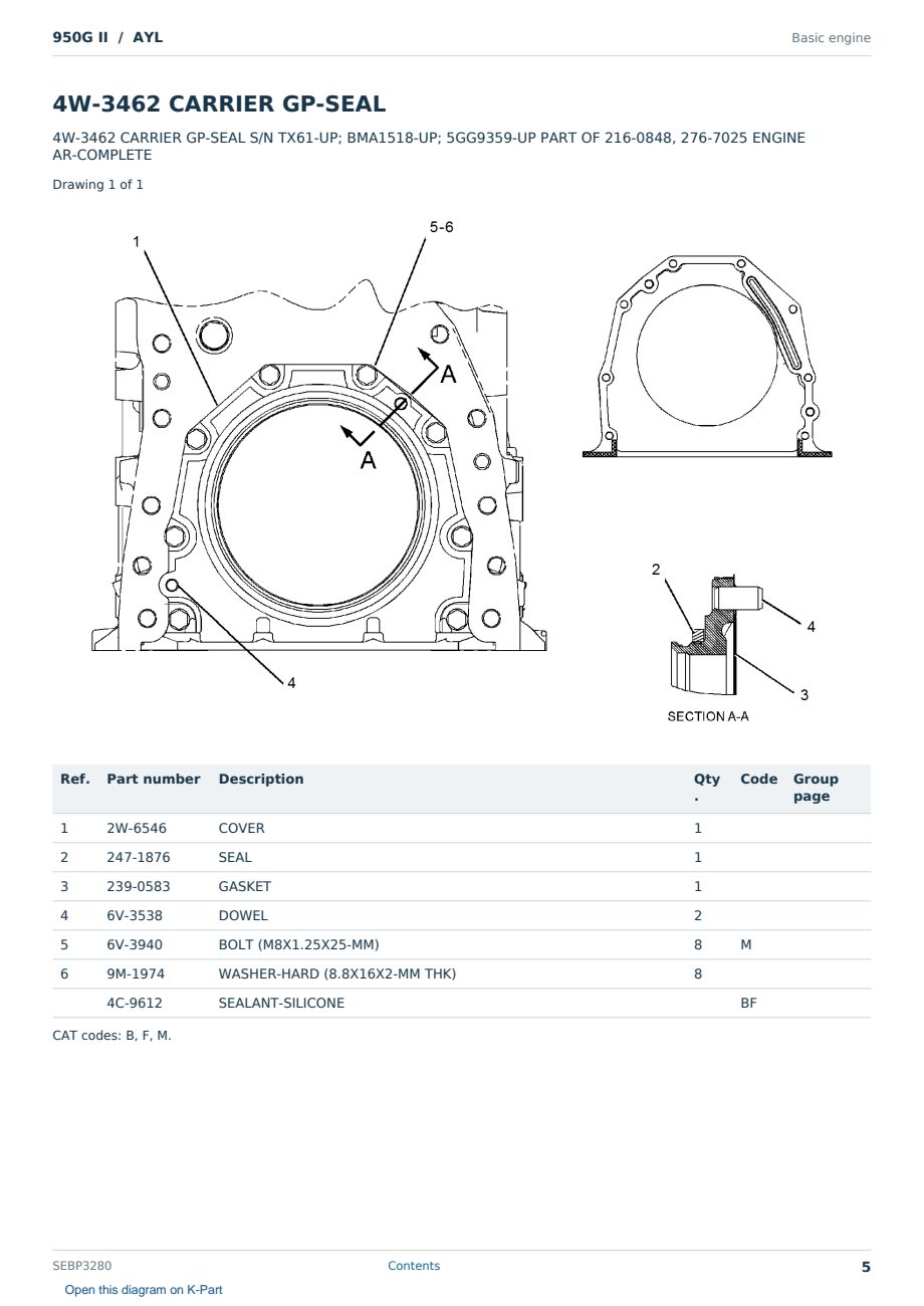 Caterpillar 950G II S/N AYL Partsbook SEBP3280 (English) - sample page 5 of 10 Caterpillar 950G II S/N AYL Partsbook SEBP3280 (English) - sample page 5 of 10