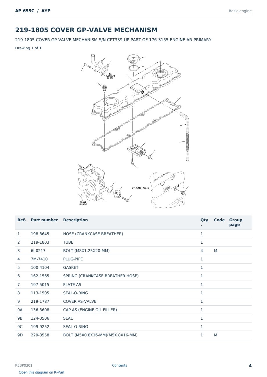 Caterpillar AP-655C S/N AYP Partsbook KEBP0301 (English) - sample page 4 of 10 Caterpillar AP-655C S/N AYP Partsbook KEBP0301 (English) - sample page 4 of 10