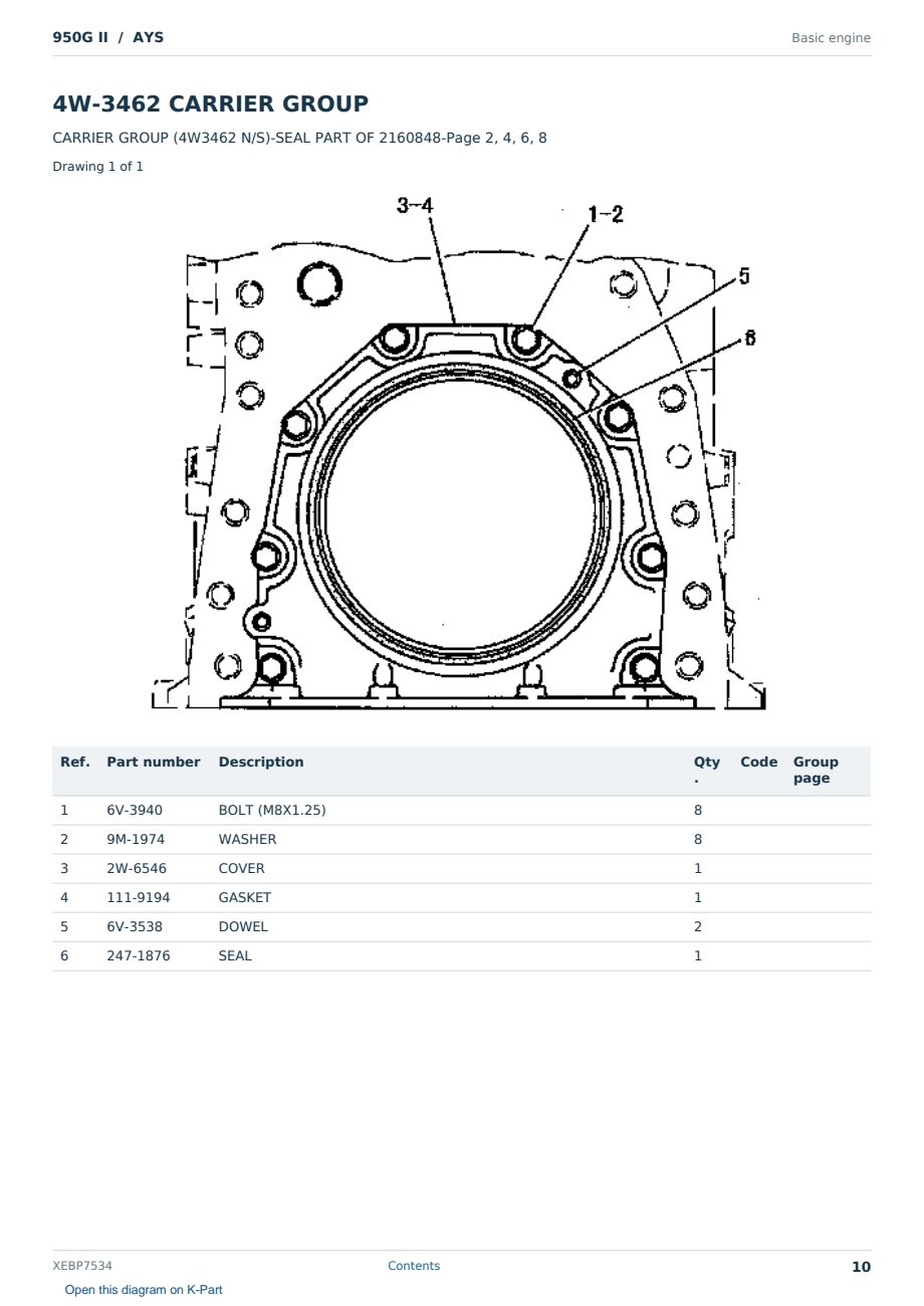 Caterpillar 950G II S/N AYS Partsbook XEBP7534 (English) - sample page 10 of 10 Caterpillar 950G II S/N AYS Partsbook XEBP7534 (English) - sample page 10 of 10
