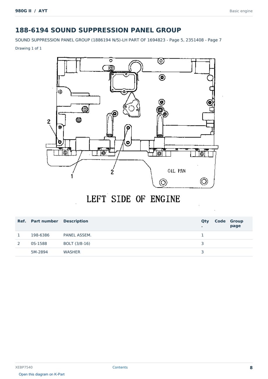 Caterpillar 980G II S/N AYT Partsbook XEBP7540 (English) - sample page 8 of 10 Caterpillar 980G II S/N AYT Partsbook XEBP7540 (English) - sample page 8 of 10