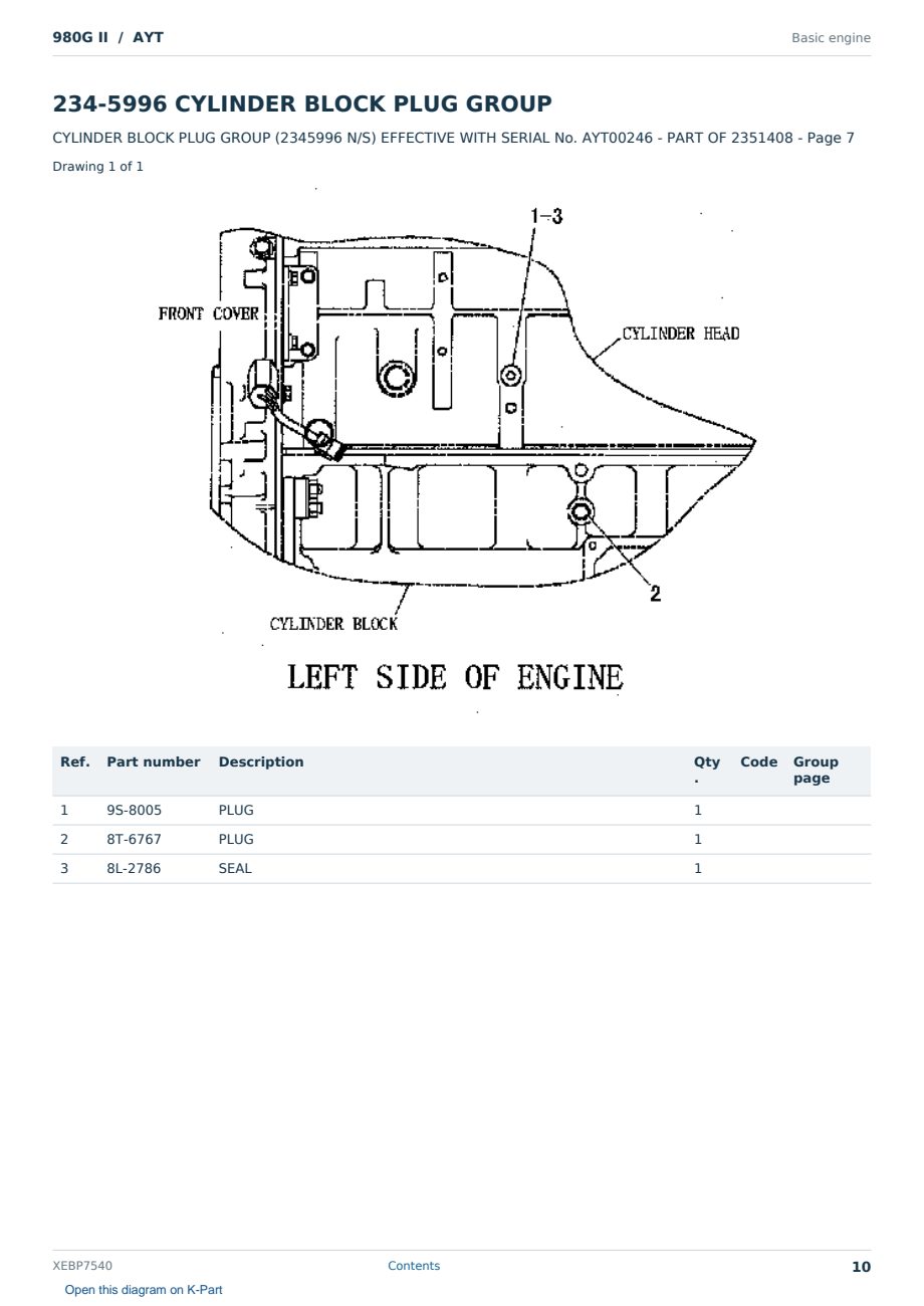 Caterpillar 980G II S/N AYT Partsbook XEBP7540 (English) - sample page 10 of 10 Caterpillar 980G II S/N AYT Partsbook XEBP7540 (English) - sample page 10 of 10