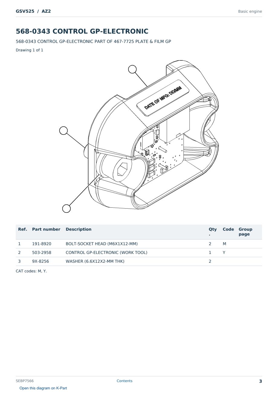 Caterpillar GSV525 S/N AZ2 Partsbook SEBP7566 (English) - sample page 3 of 10 Caterpillar GSV525 S/N AZ2 Partsbook SEBP7566 (English) - sample page 3 of 10