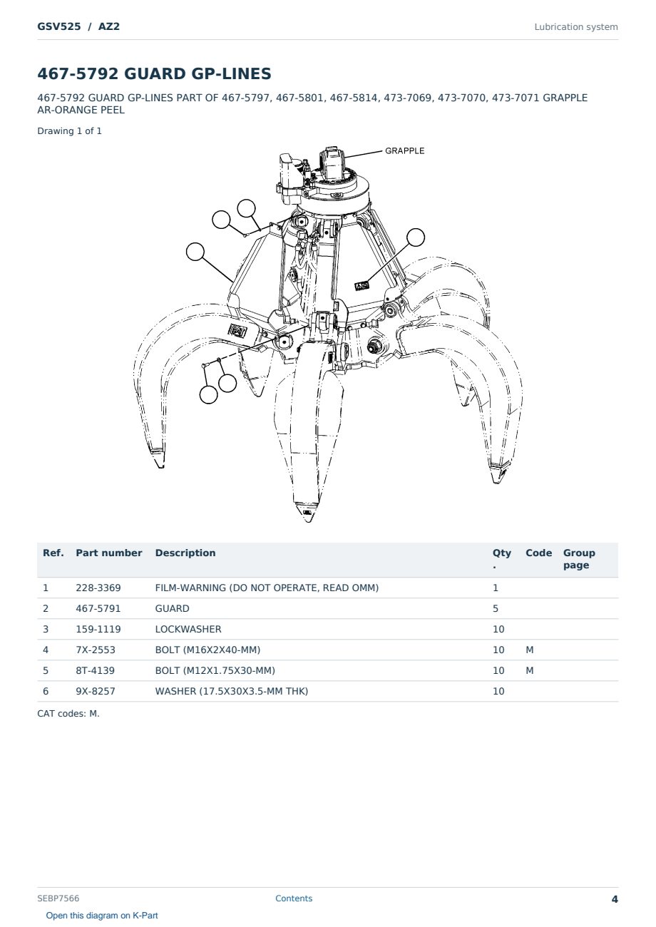 Caterpillar GSV525 S/N AZ2 Partsbook SEBP7566 (English) - sample page 4 of 10 Caterpillar GSV525 S/N AZ2 Partsbook SEBP7566 (English) - sample page 4 of 10