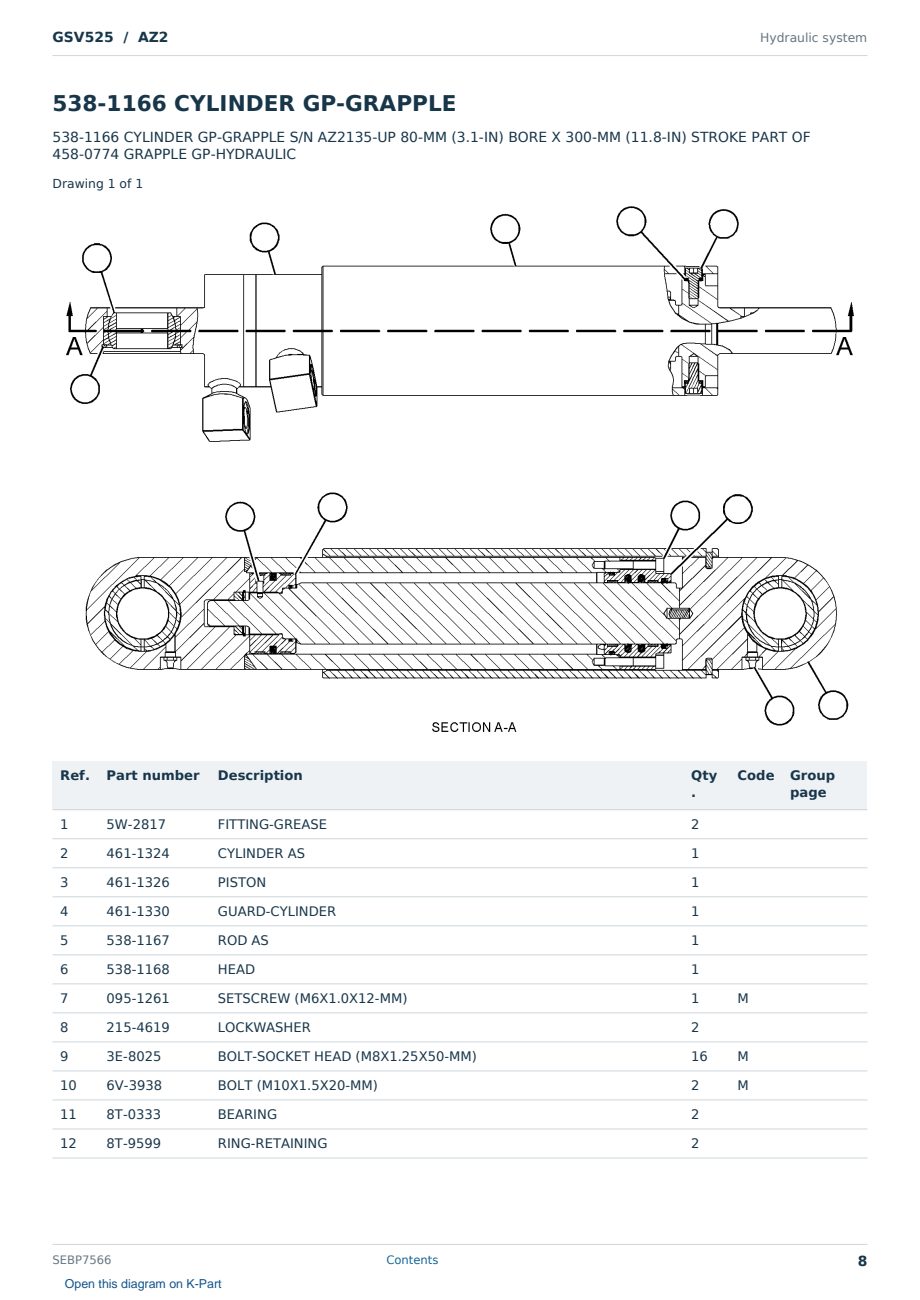 Caterpillar GSV525 S/N AZ2 Partsbook SEBP7566 (English) - sample page 8 of 10 Caterpillar GSV525 S/N AZ2 Partsbook SEBP7566 (English) - sample page 8 of 10