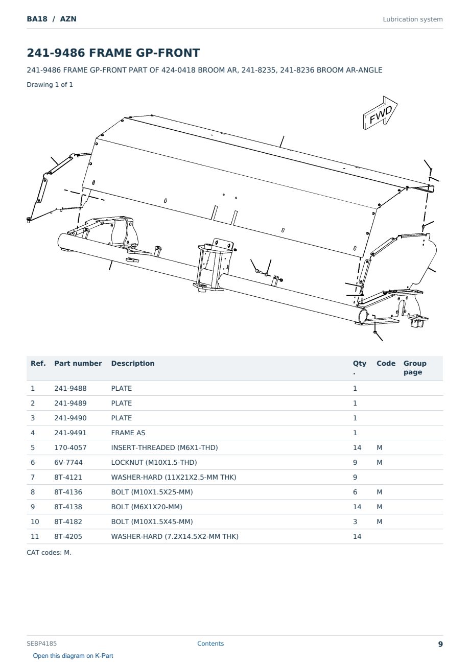 Caterpillar BA18 S/N AZN Partsbook SEBP4185 (English) - sample page 9 of 10 Caterpillar BA18 S/N AZN Partsbook SEBP4185 (English) - sample page 9 of 10