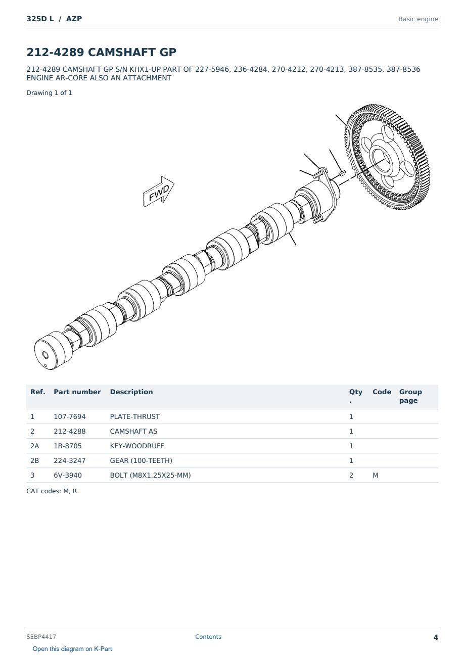 Caterpillar 325D L S/N AZP Partsbook SEBP4417 (English) - sample page 4 of 10 Caterpillar 325D L S/N AZP Partsbook SEBP4417 (English) - sample page 4 of 10