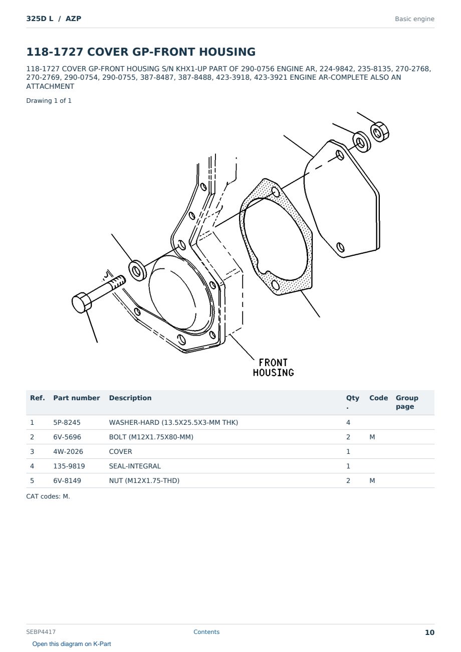 Caterpillar 325D L S/N AZP Partsbook SEBP4417 (English) - sample page 10 of 10 Caterpillar 325D L S/N AZP Partsbook SEBP4417 (English) - sample page 10 of 10