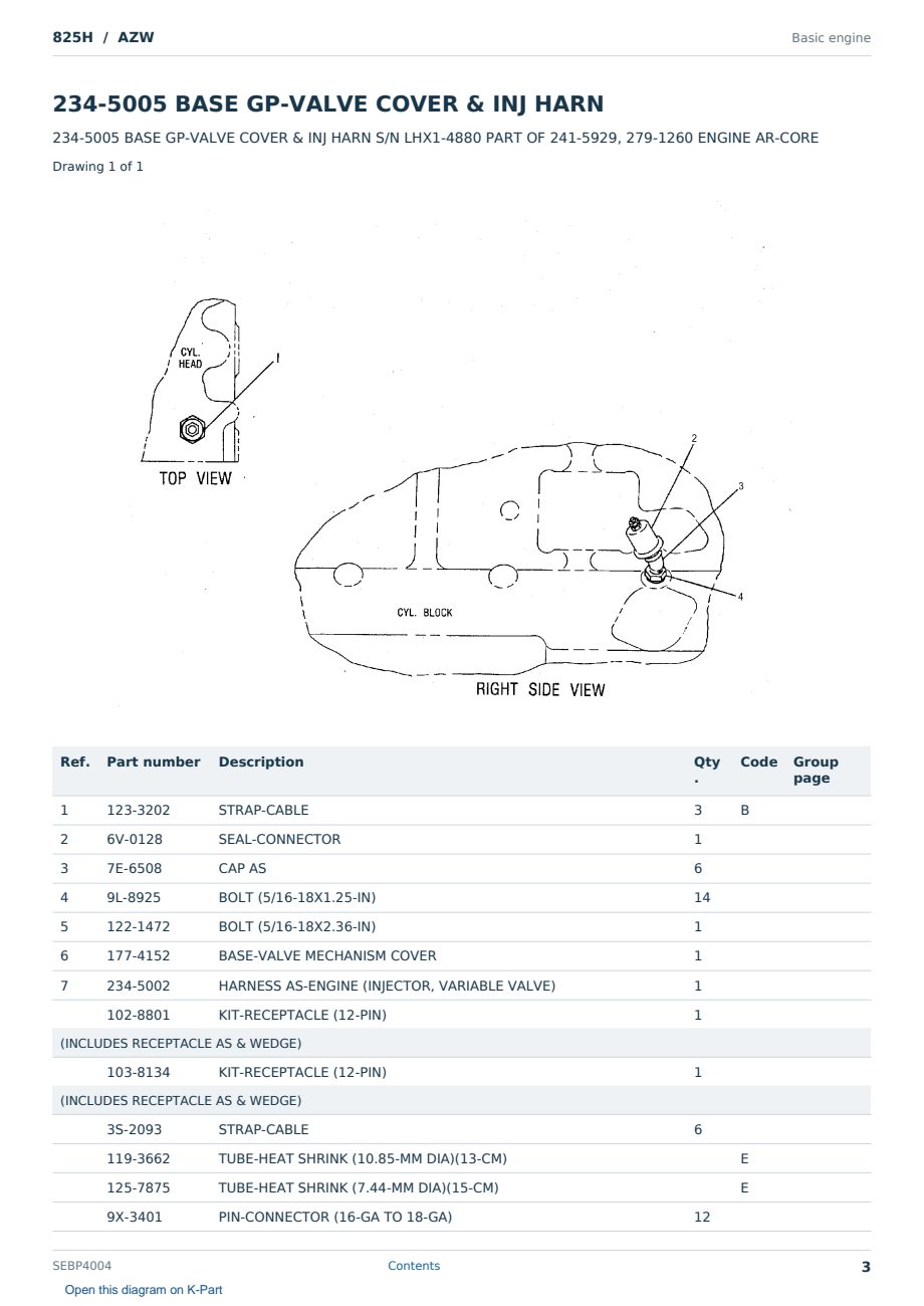 Caterpillar 825H S/N AZW Partsbook SEBP4004 (English) - sample page 3 of 10 Caterpillar 825H S/N AZW Partsbook SEBP4004 (English) - sample page 3 of 10