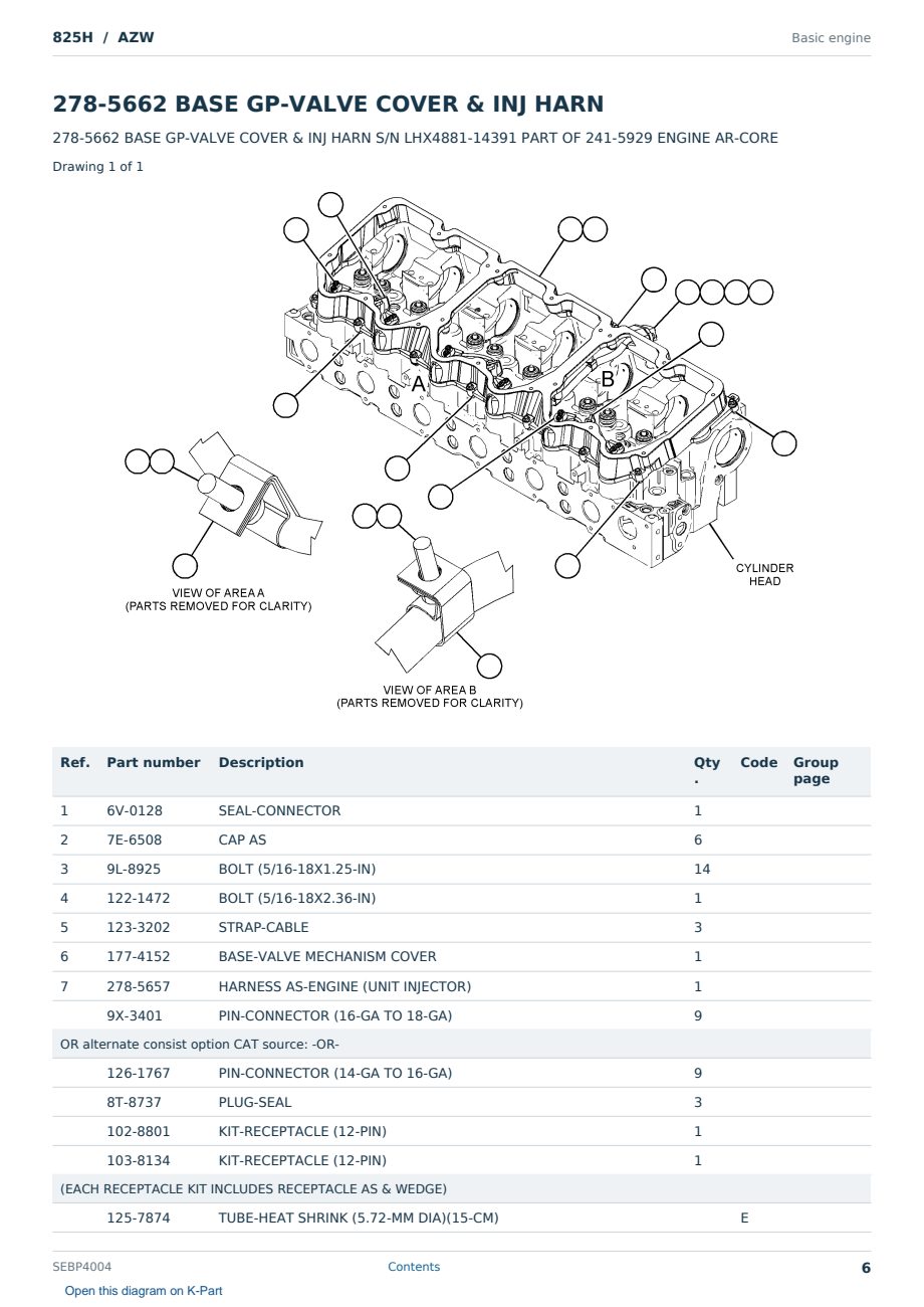 Caterpillar 825H S/N AZW Partsbook SEBP4004 (English) - sample page 6 of 10 Caterpillar 825H S/N AZW Partsbook SEBP4004 (English) - sample page 6 of 10