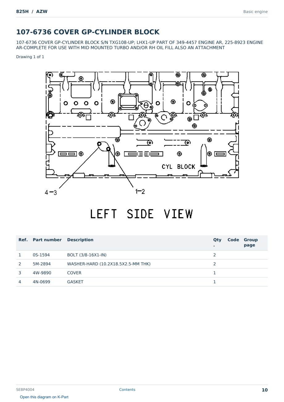 Caterpillar 825H S/N AZW Partsbook SEBP4004 (English) - sample page 10 of 10 Caterpillar 825H S/N AZW Partsbook SEBP4004 (English) - sample page 10 of 10