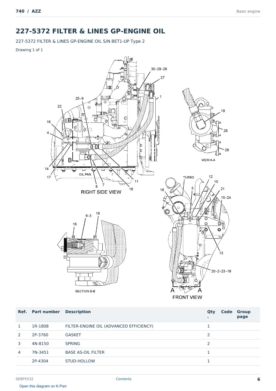 Caterpillar 740 S/N AZZ Partsbook SEBP5532 (English) - sample page 6 of 10 Caterpillar 740 S/N AZZ Partsbook SEBP5532 (English) - sample page 6 of 10