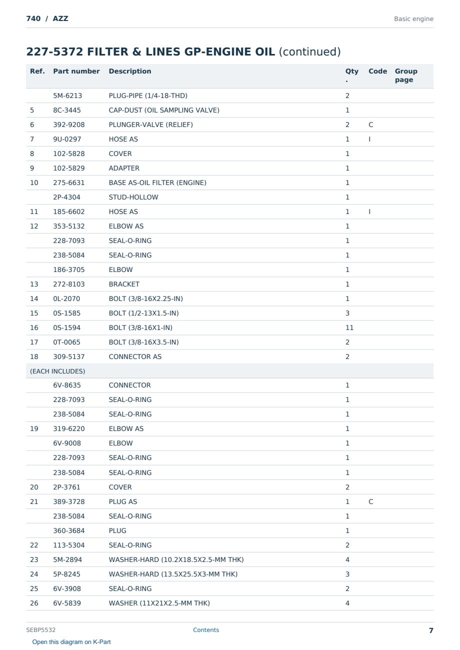 Caterpillar 740 S/N AZZ Partsbook SEBP5532 (English) - sample page 7 of 10 Caterpillar 740 S/N AZZ Partsbook SEBP5532 (English) - sample page 7 of 10