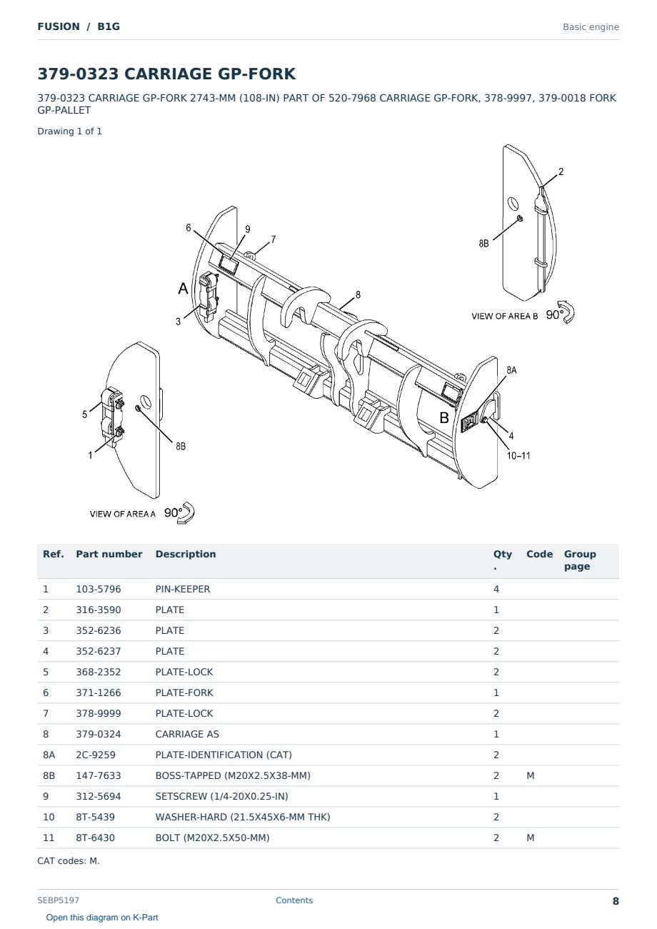 Caterpillar FUSION S/N B1G Partsbook SEBP5197 (English) - sample page 8 of 10 Caterpillar FUSION S/N B1G Partsbook SEBP5197 (English) - sample page 8 of 10