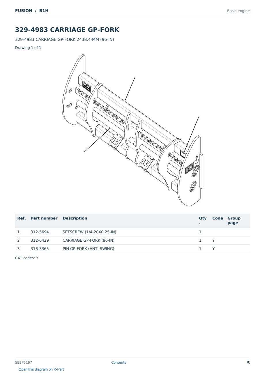 Caterpillar FUSION S/N B1H Partsbook SEBP5197 (English) - sample page 5 of 10 Caterpillar FUSION S/N B1H Partsbook SEBP5197 (English) - sample page 5 of 10