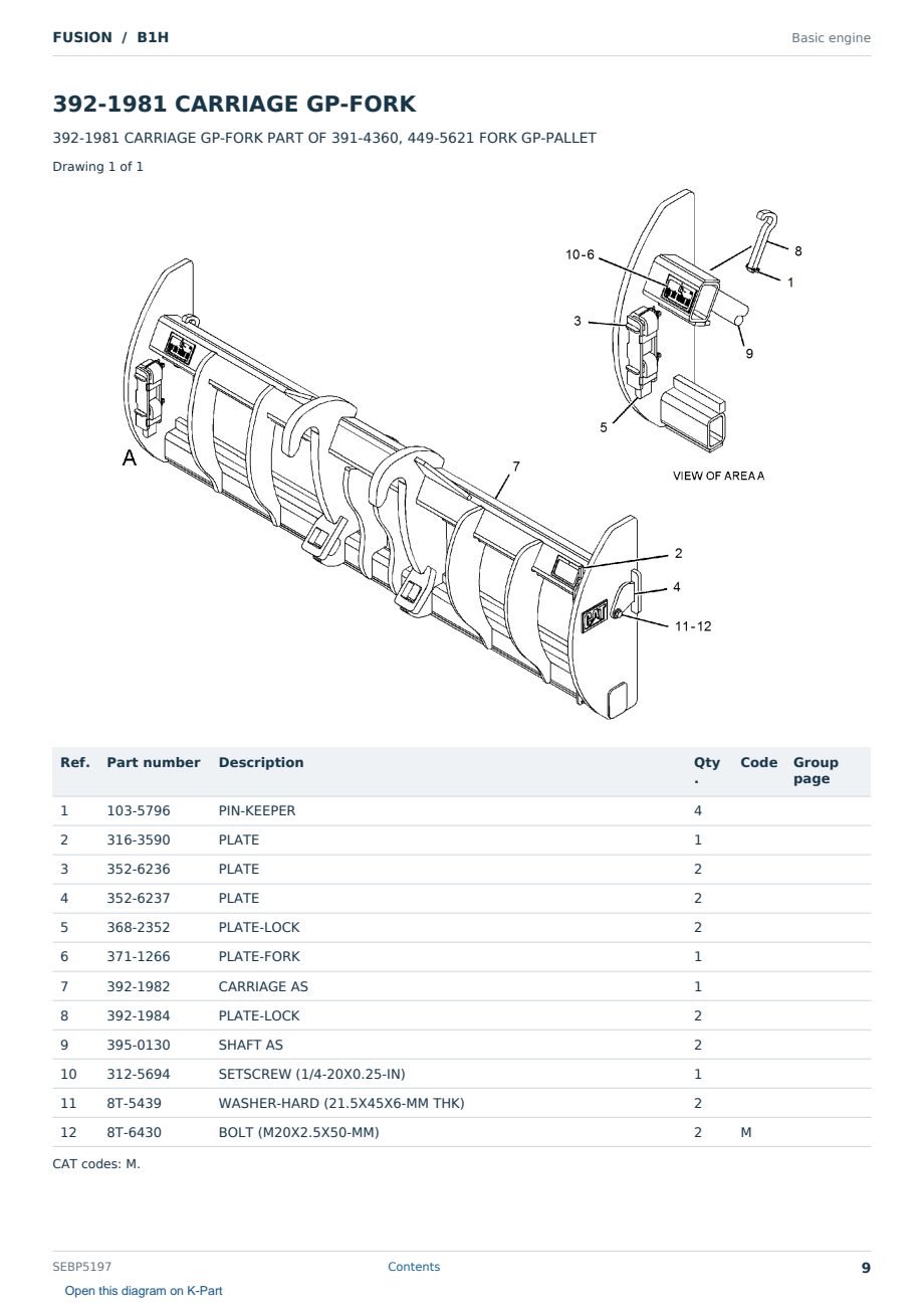 Caterpillar FUSION S/N B1H Partsbook SEBP5197 (English) - sample page 9 of 10 Caterpillar FUSION S/N B1H Partsbook SEBP5197 (English) - sample page 9 of 10