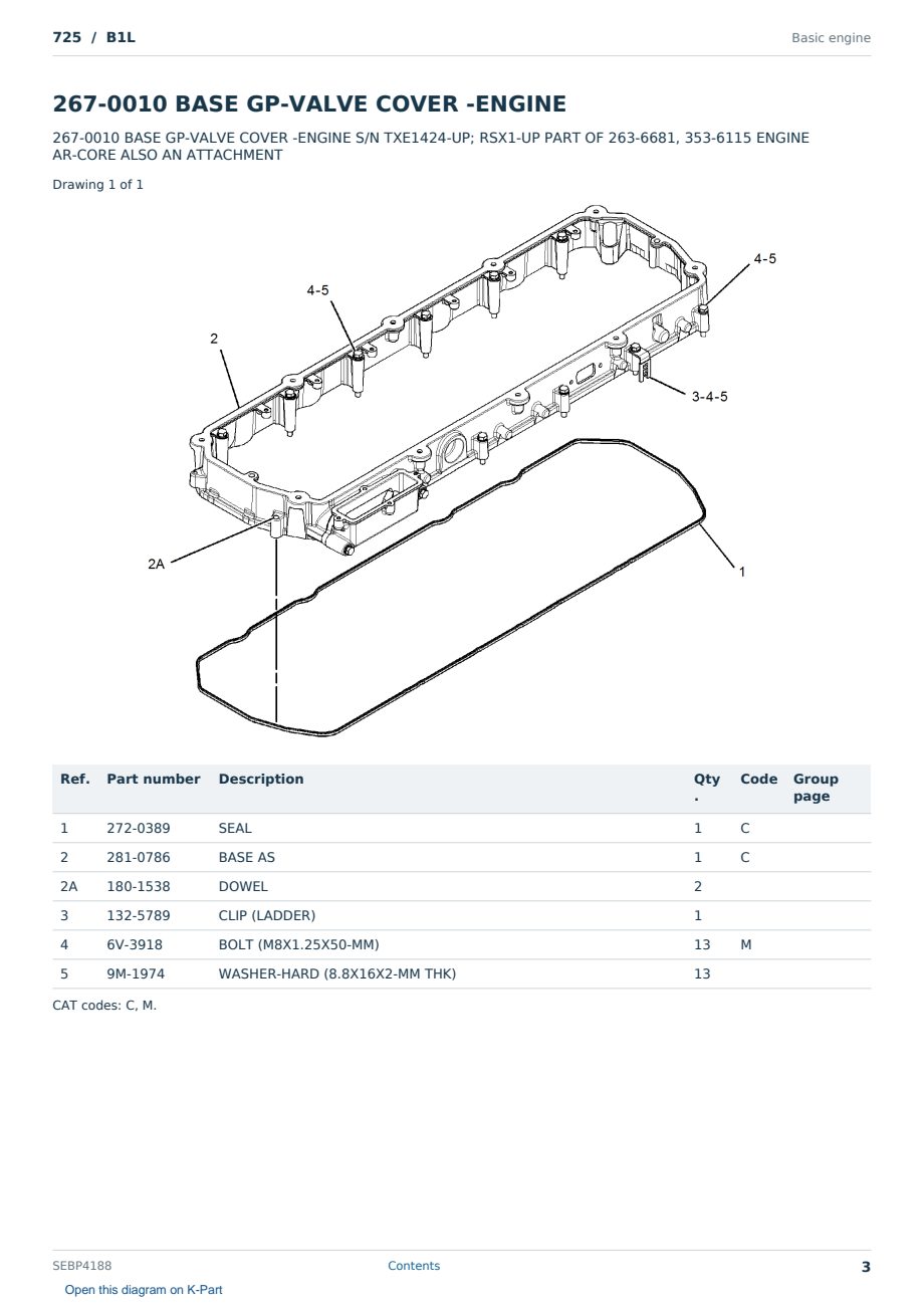 Caterpillar 725 S/N B1L Partsbook SEBP4188 (English) - sample page 3 of 10 Caterpillar 725 S/N B1L Partsbook SEBP4188 (English) - sample page 3 of 10