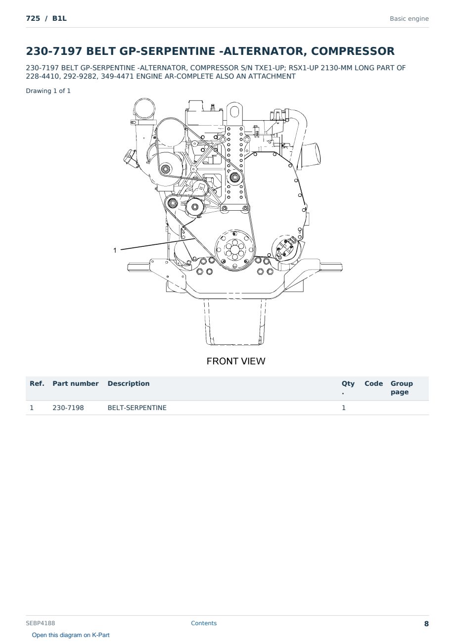Caterpillar 725 S/N B1L Partsbook SEBP4188 (English) - sample page 8 of 10 Caterpillar 725 S/N B1L Partsbook SEBP4188 (English) - sample page 8 of 10