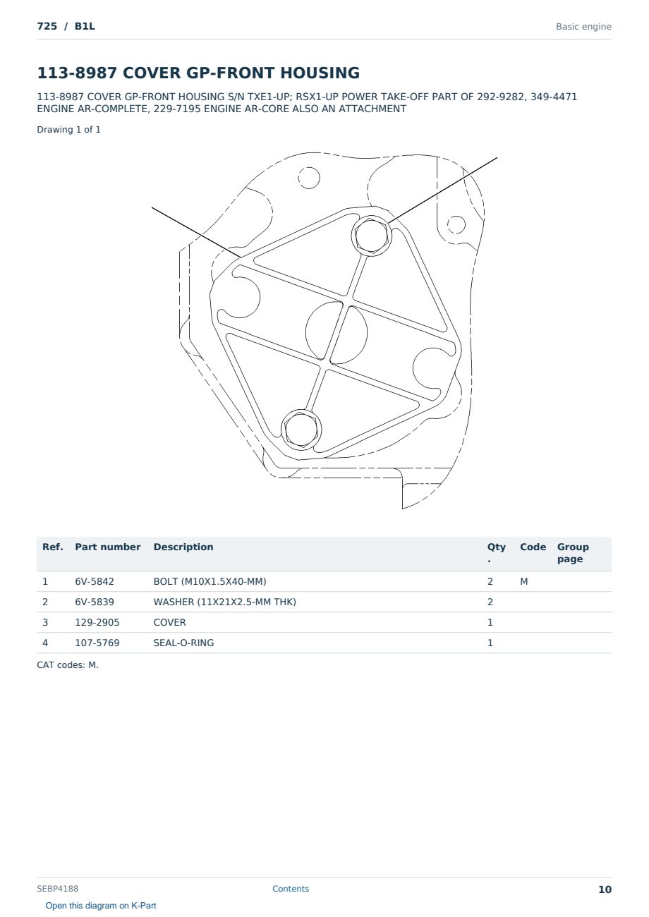 Caterpillar 725 S/N B1L Partsbook SEBP4188 (English) - sample page 10 of 10 Caterpillar 725 S/N B1L Partsbook SEBP4188 (English) - sample page 10 of 10