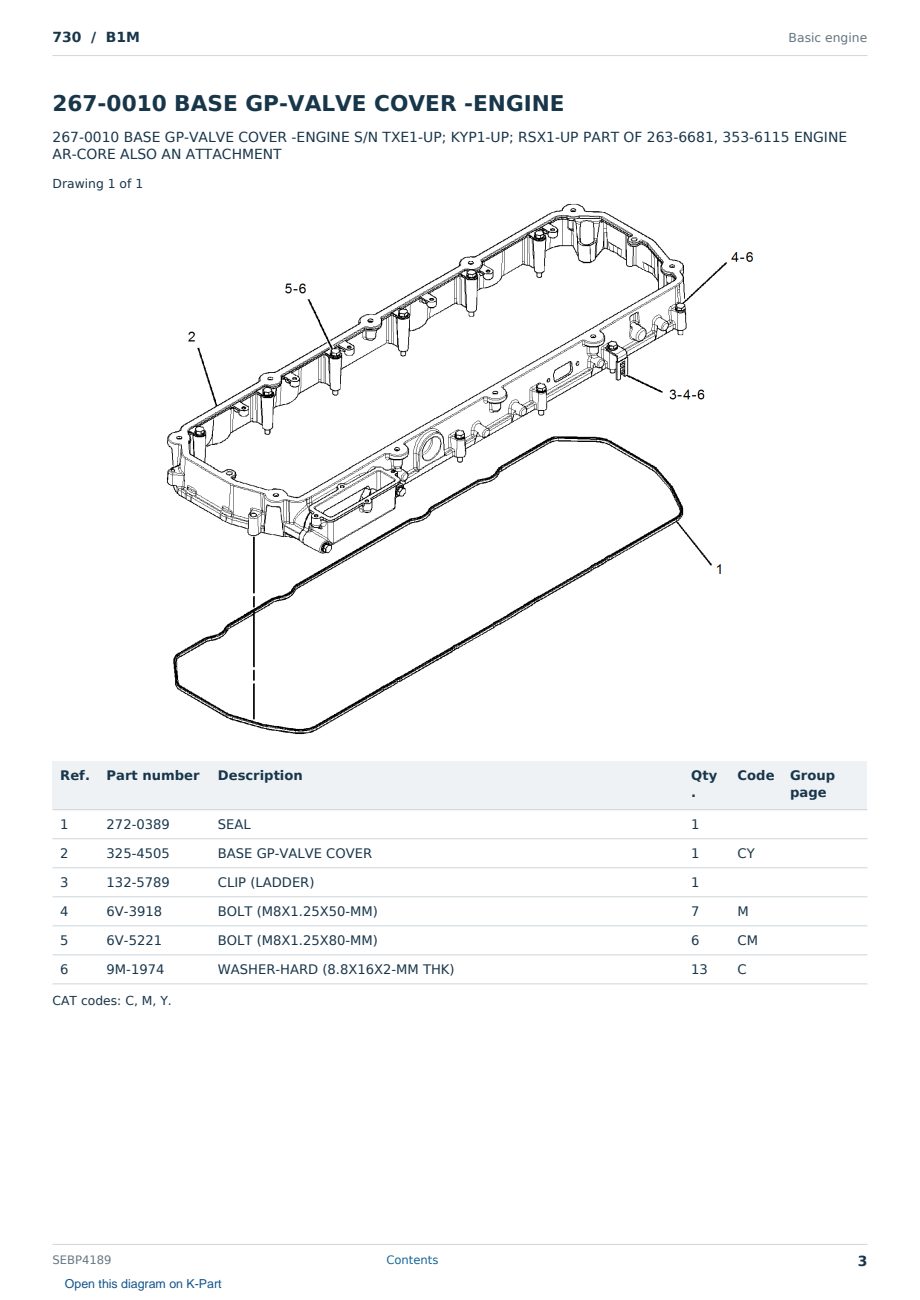 Caterpillar 730 S/N B1M Partsbook SEBP4189 (English) - sample page 3 of 10 Caterpillar 730 S/N B1M Partsbook SEBP4189 (English) - sample page 3 of 10