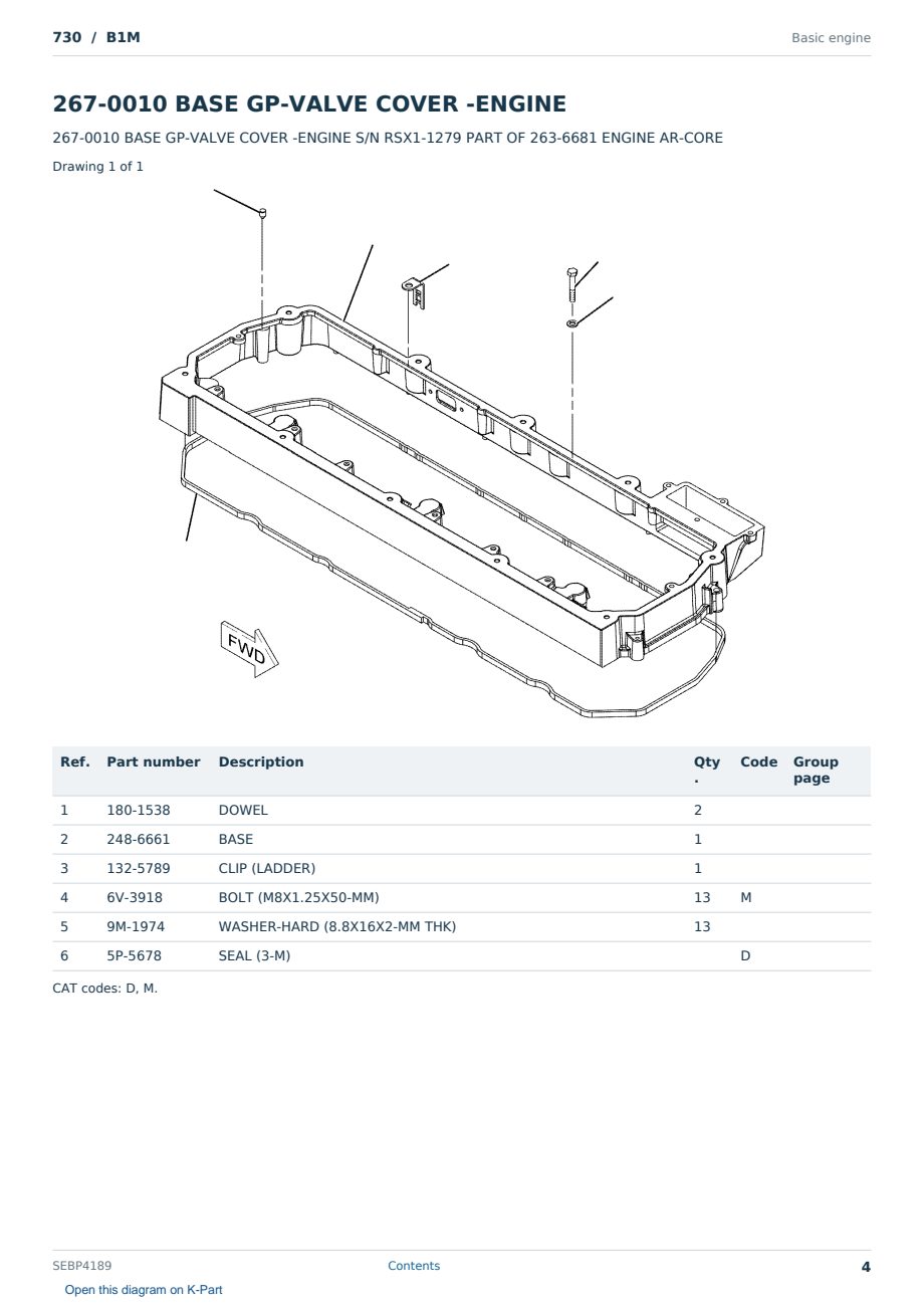 Caterpillar 730 S/N B1M Partsbook SEBP4189 (English) - sample page 4 of 10 Caterpillar 730 S/N B1M Partsbook SEBP4189 (English) - sample page 4 of 10