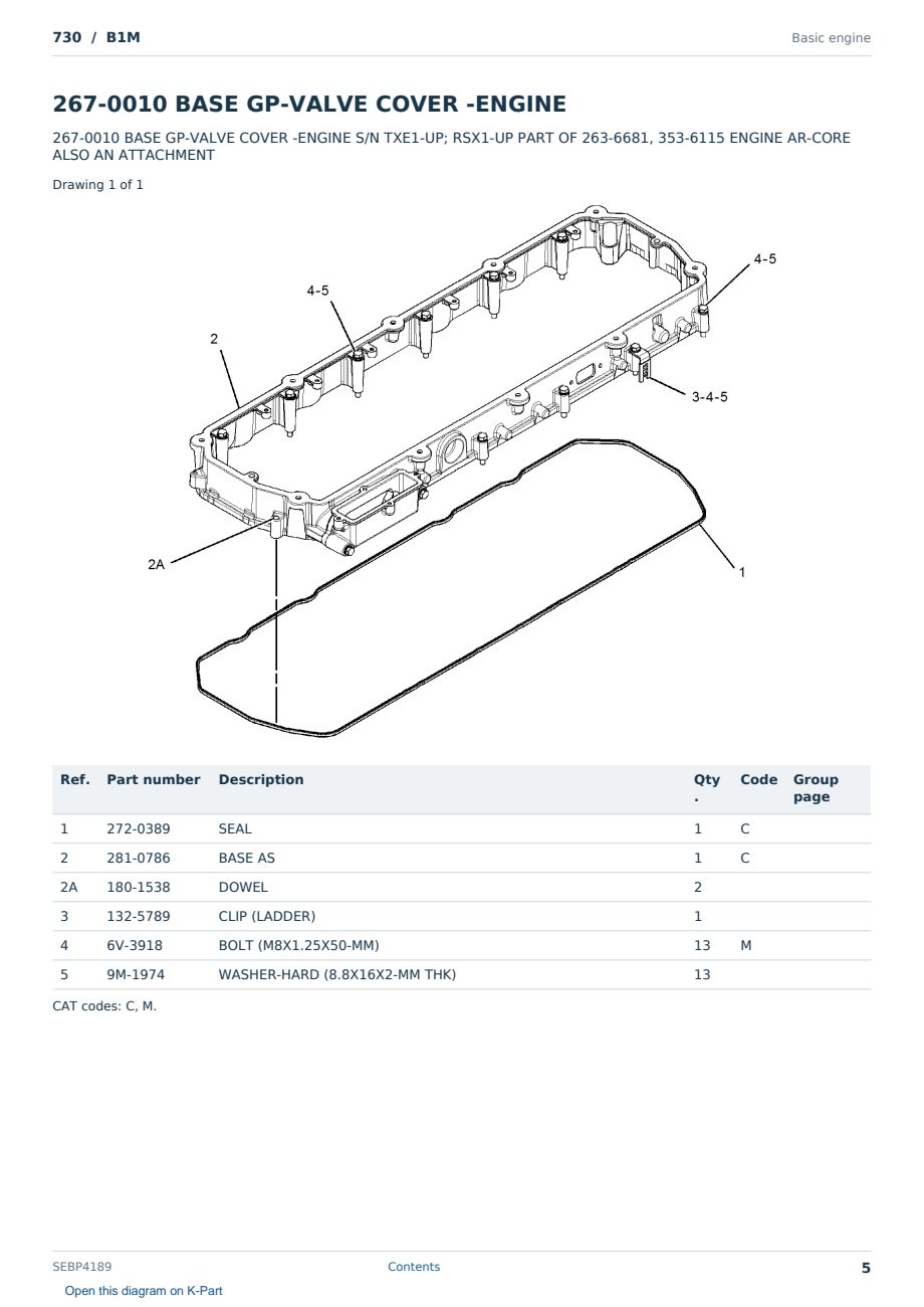 Caterpillar 730 S/N B1M Partsbook SEBP4189 (English) - sample page 5 of 10 Caterpillar 730 S/N B1M Partsbook SEBP4189 (English) - sample page 5 of 10