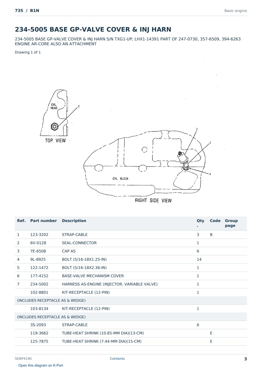 Caterpillar 735 S/N B1N Partsbook SEBP4190 (English) - sample page 3 of 10 Caterpillar 735 S/N B1N Partsbook SEBP4190 (English) - sample page 3 of 10