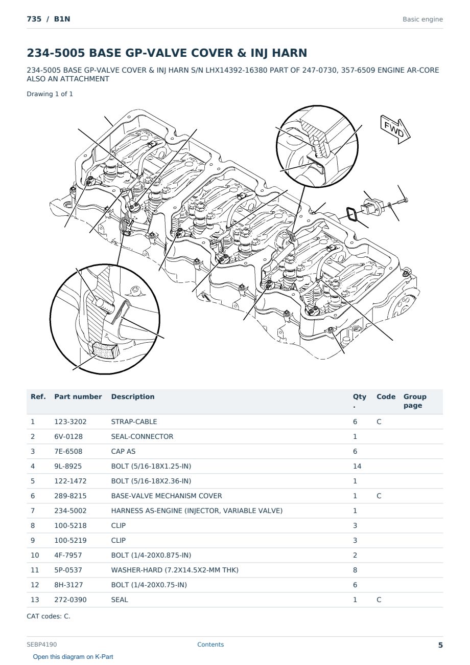 Caterpillar 735 S/N B1N Partsbook SEBP4190 (English) - sample page 5 of 10 Caterpillar 735 S/N B1N Partsbook SEBP4190 (English) - sample page 5 of 10