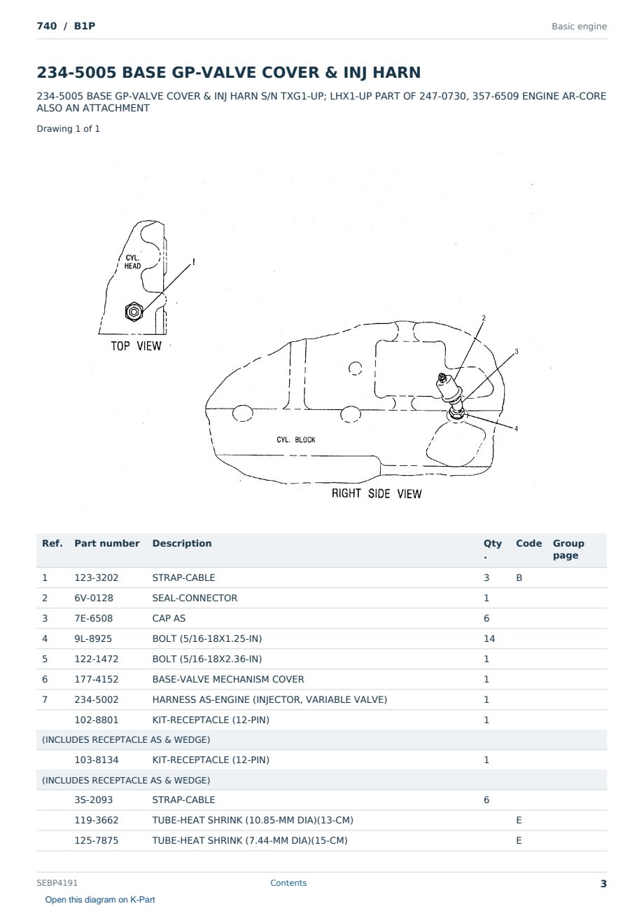 Caterpillar 740 S/N B1P Partsbook SEBP4191 (English) - sample page 3 of 10 Caterpillar 740 S/N B1P Partsbook SEBP4191 (English) - sample page 3 of 10