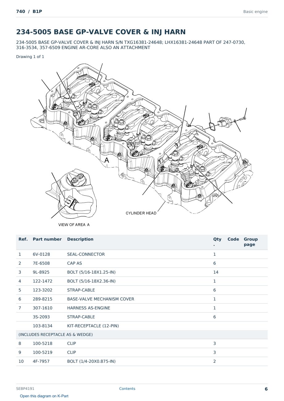 Caterpillar 740 S/N B1P Partsbook SEBP4191 (English) - sample page 6 of 10 Caterpillar 740 S/N B1P Partsbook SEBP4191 (English) - sample page 6 of 10