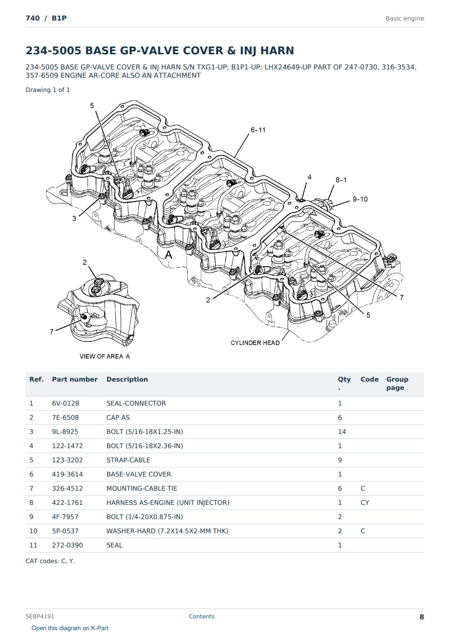 Caterpillar 740 S/N B1P Partsbook SEBP4191 (English) - sample page 8 of 10 Caterpillar 740 S/N B1P Partsbook SEBP4191 (English) - sample page 8 of 10
