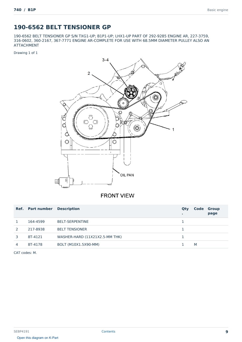 Caterpillar 740 S/N B1P Partsbook SEBP4191 (English) - sample page 9 of 10 Caterpillar 740 S/N B1P Partsbook SEBP4191 (English) - sample page 9 of 10