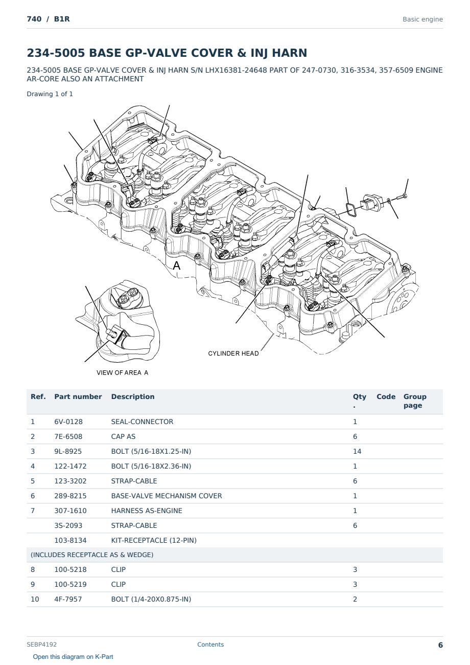 Caterpillar 740 S/N B1R Partsbook SEBP4192 (English) - sample page 6 of 10 Caterpillar 740 S/N B1R Partsbook SEBP4192 (English) - sample page 6 of 10