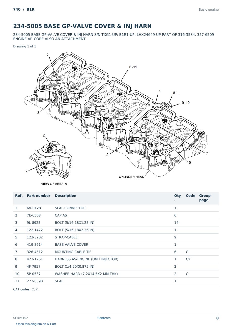 Caterpillar 740 S/N B1R Partsbook SEBP4192 (English) - sample page 8 of 10 Caterpillar 740 S/N B1R Partsbook SEBP4192 (English) - sample page 8 of 10