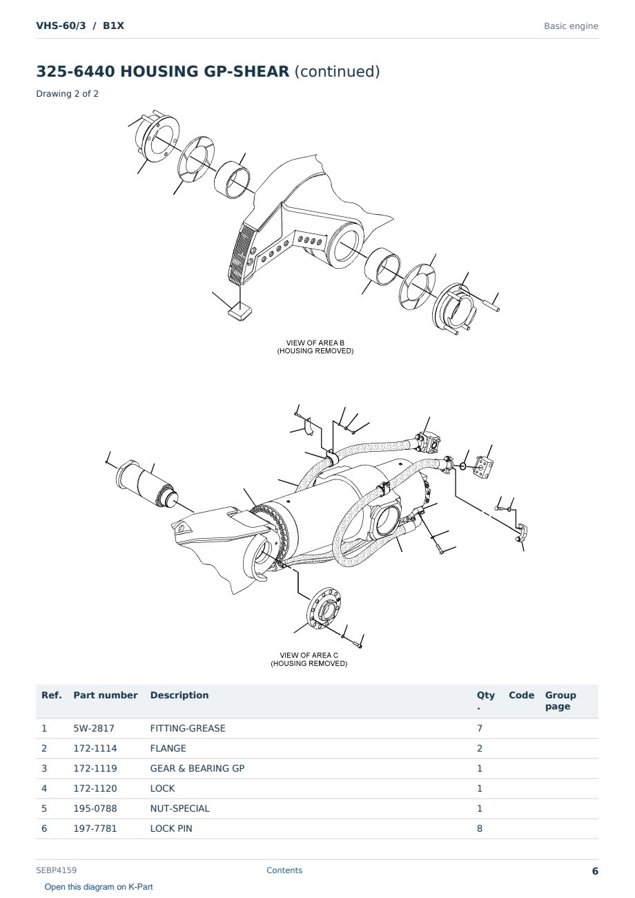 Caterpillar VHS-60/3 S/N B1X Partsbook SEBP4159 (English) - sample page 6 of 10 Caterpillar VHS-60/3 S/N B1X Partsbook SEBP4159 (English) - sample page 6 of 10
