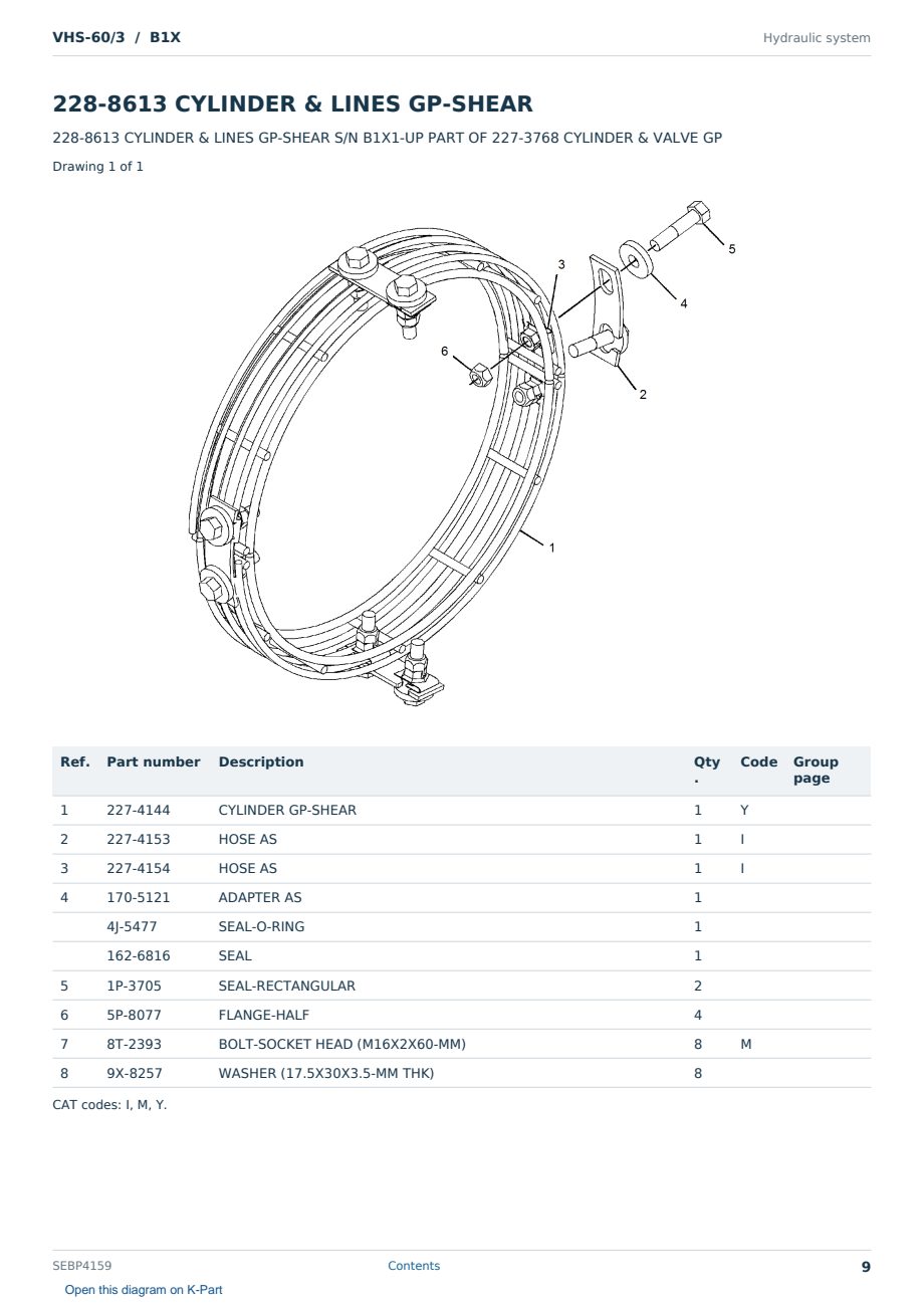 Caterpillar VHS-60/3 S/N B1X Partsbook SEBP4159 (English) - sample page 9 of 10 Caterpillar VHS-60/3 S/N B1X Partsbook SEBP4159 (English) - sample page 9 of 10