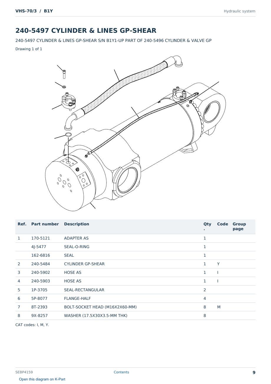 Caterpillar VHS-70/3 S/N B1Y Partsbook SEBP4159 (English) - sample page 9 of 10 Caterpillar VHS-70/3 S/N B1Y Partsbook SEBP4159 (English) - sample page 9 of 10