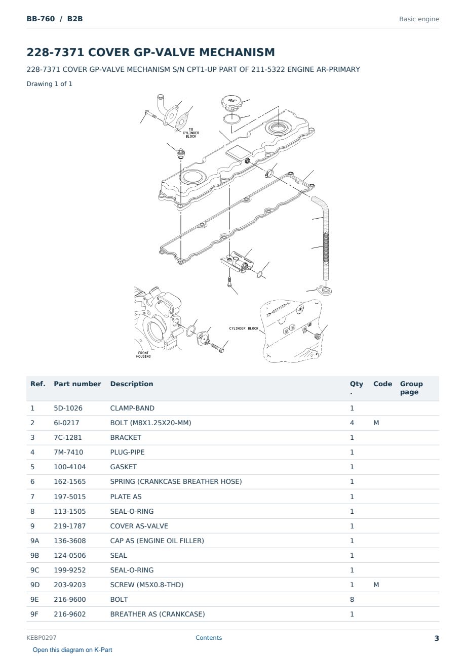 Caterpillar BB-760 S/N B2B Partsbook KEBP0297 (English) - sample page 3 of 10 Caterpillar BB-760 S/N B2B Partsbook KEBP0297 (English) - sample page 3 of 10